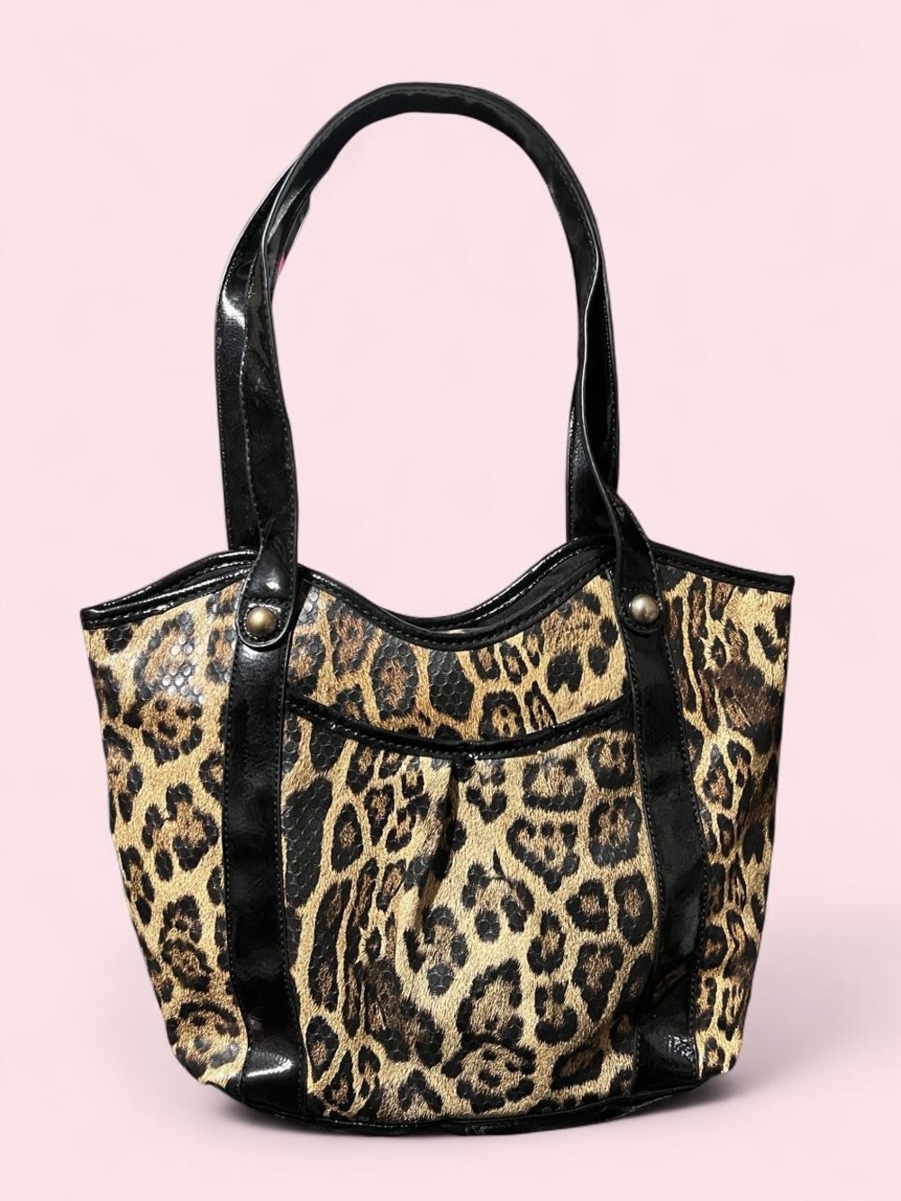 Leopard Print Tote Bag with Black Trim